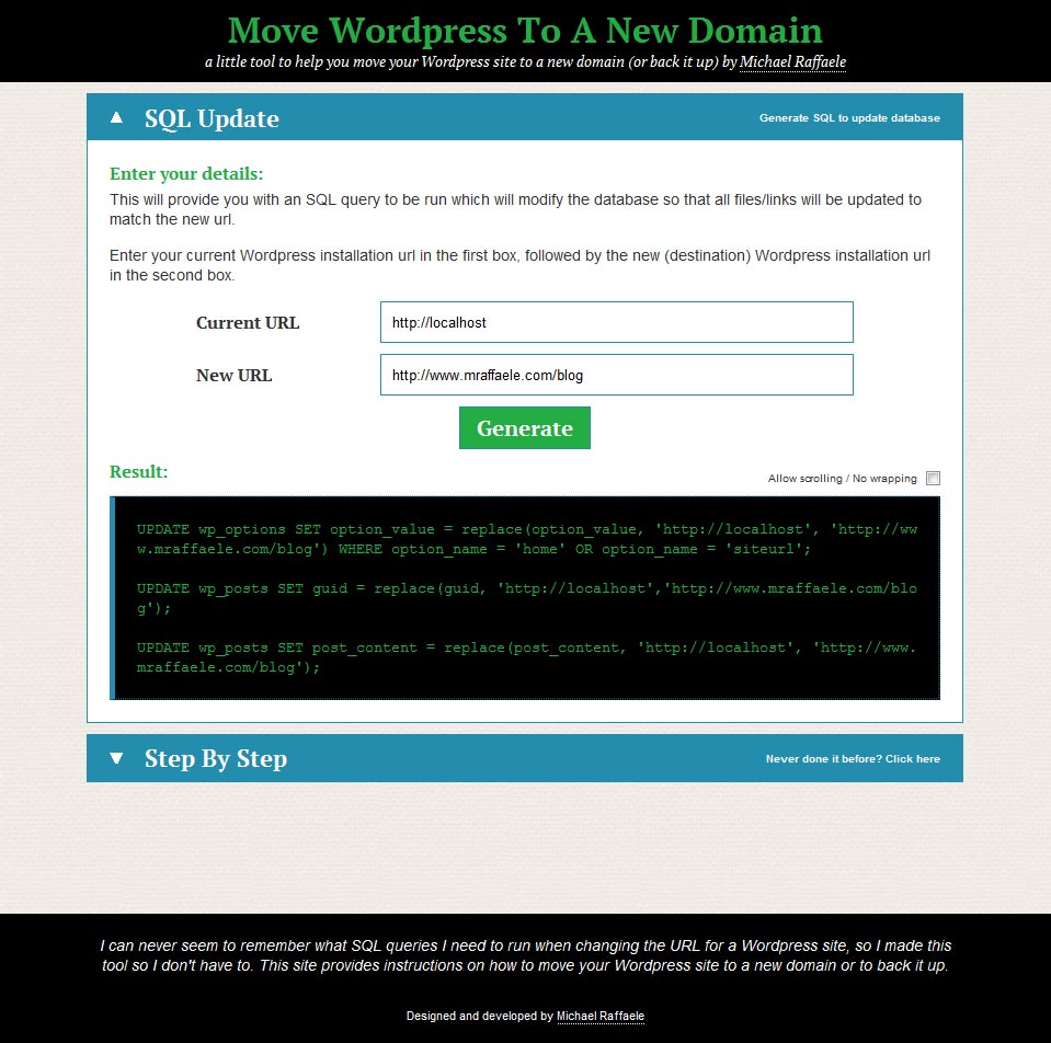 Moving Wordpress screenshot