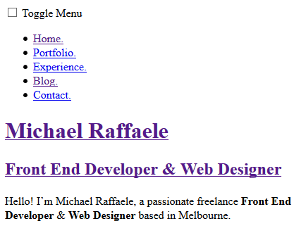Screenshot without css applied